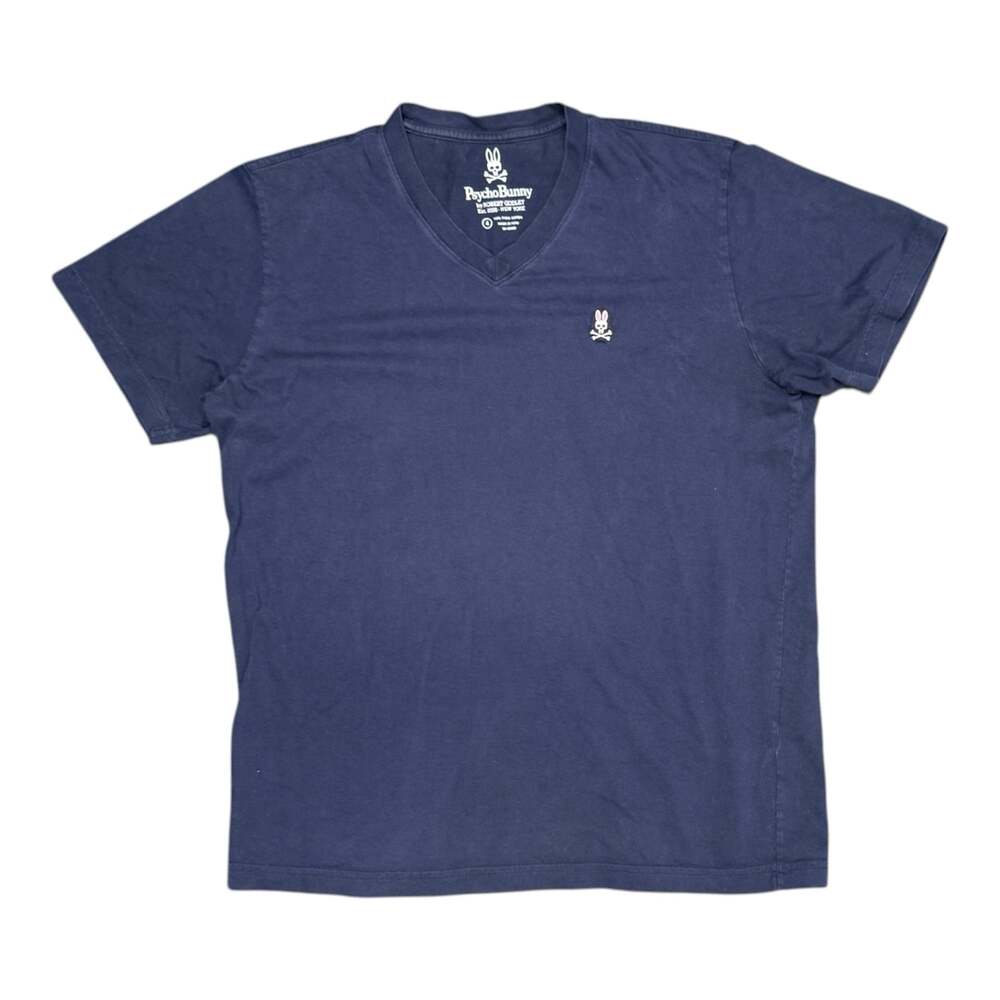 Psycho Bunny Pima Cotton V-Neck T-Shirt Navy Size 4